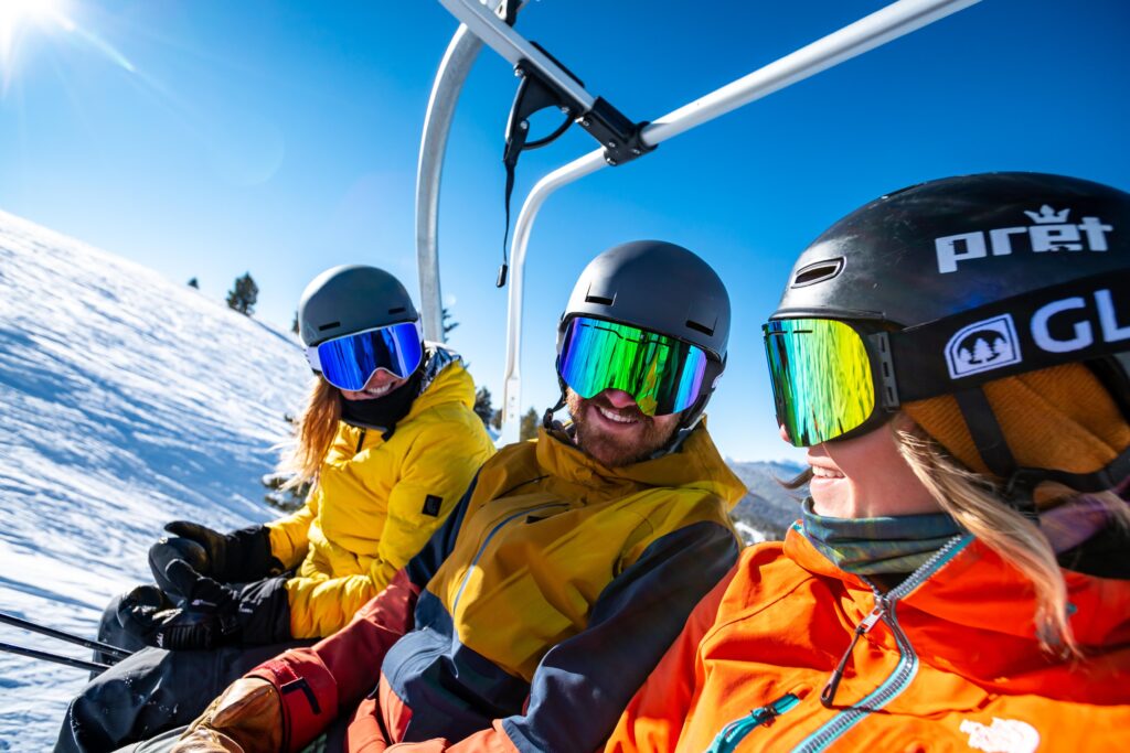 Skiers on the ski lift